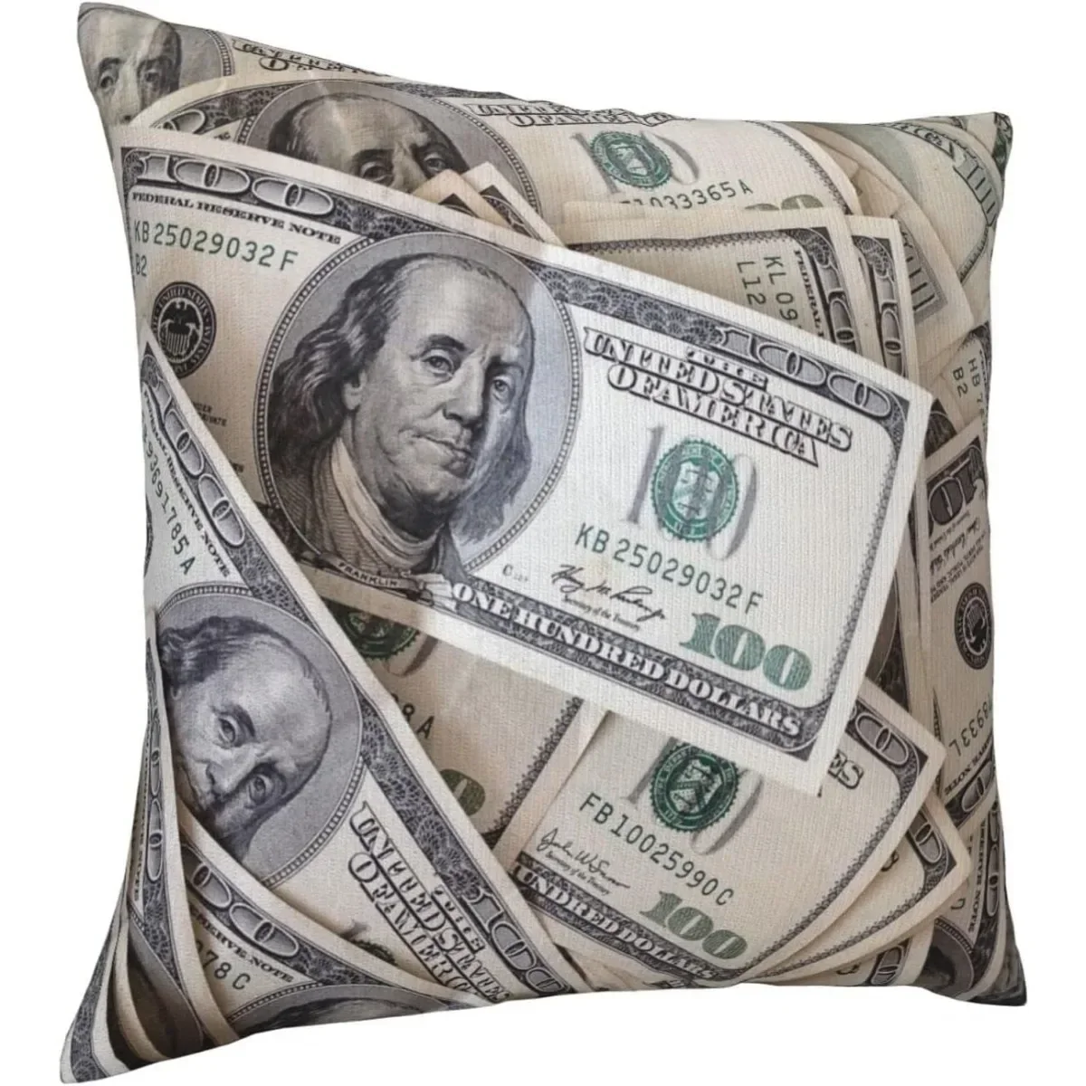 Dollar Bill Throw Pillow Case Decorative Throw Pillows Square Cushion Cover for Sofa Bed Car Chair Living Room 45x45cm 18x18Inch