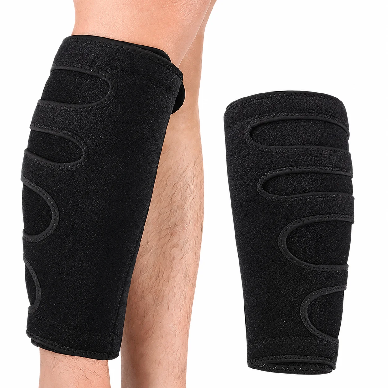1Pair Breathable Calf Sleeves Perforated Elastic Compression Leg Support for Men Women Basketball Running Hiking Training Gear
