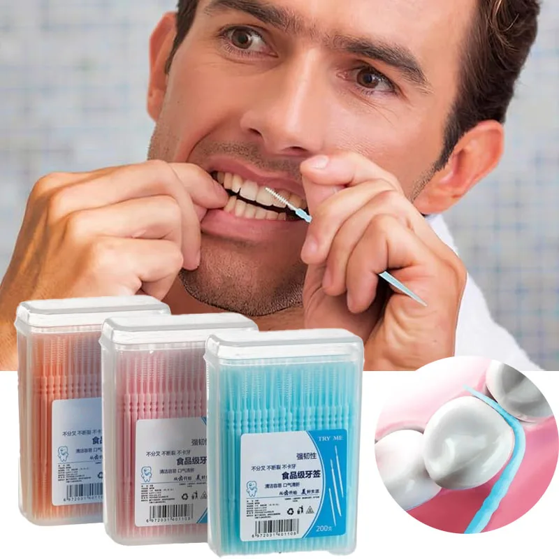 

Toothpick Brush 200 PCs Boxed Ultra Fine Toothpick Double Head Disposable Household Interdental Brush Teeth Picking Dental Floss