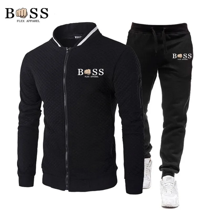 Heren Jas Broekpak Heren Sportkleding Bedrukt Casual Mode Top Katoenen Jas Pak Heren Jogging Pak