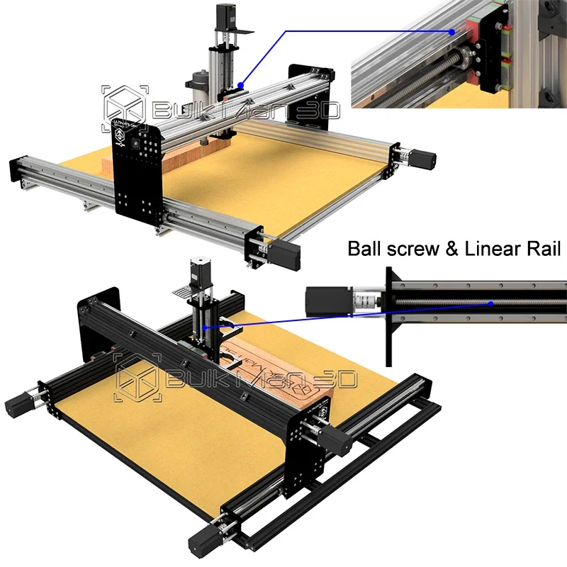 Imagem -06 - Linear Bee Cnc Router Kit Completo Preto 1210 Bola Parafuso Transmissão 4axis Woodworking Machine Bulkman3d 1500x1500 mm 21 Desconto