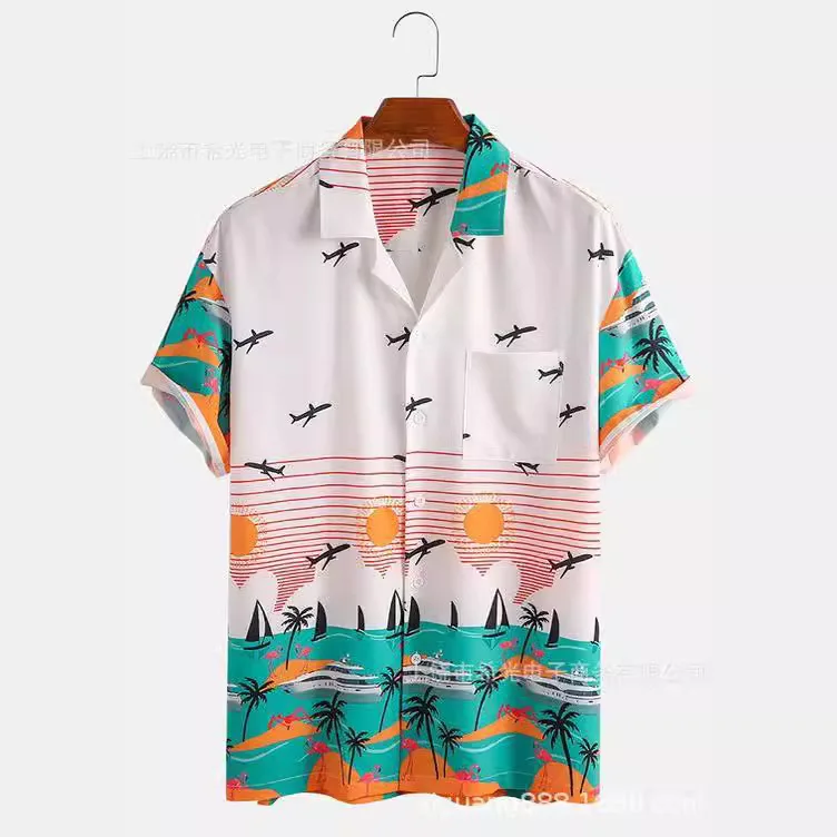 Summer Short sleeve tee Hawaiian shirt Sweatshirts Men clothing Sweatshirts for men cartoon pictures printed shirt