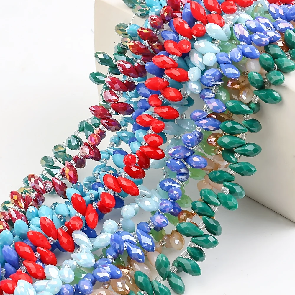 95Pcs 6x12mm horizontal hole drops beads crystal glass beads DIY handmade accessories clothing lamps beads accessories material