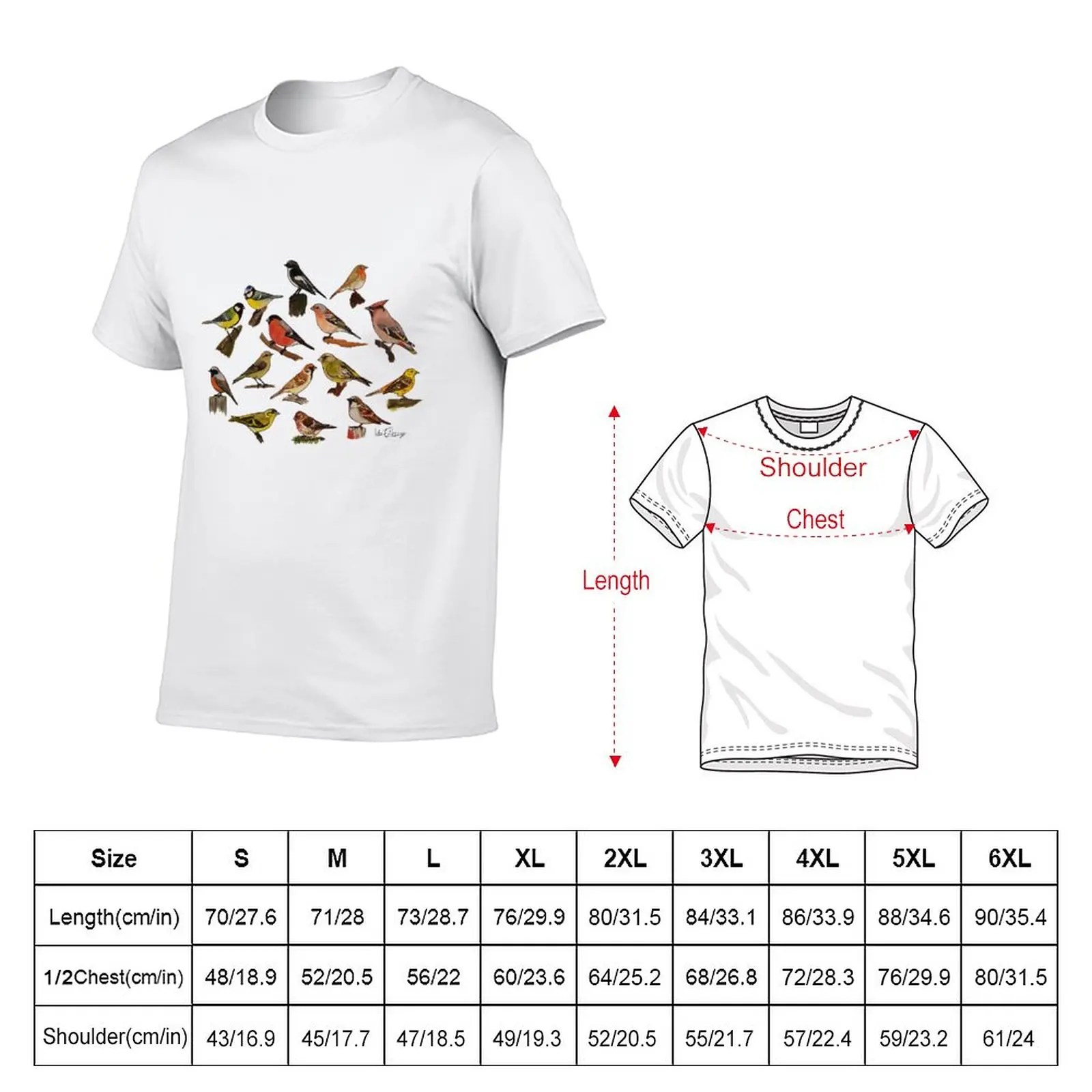 New Garden birds T-Shirt oversized t shirts man clothes T-shirt short Short sleeve tee men