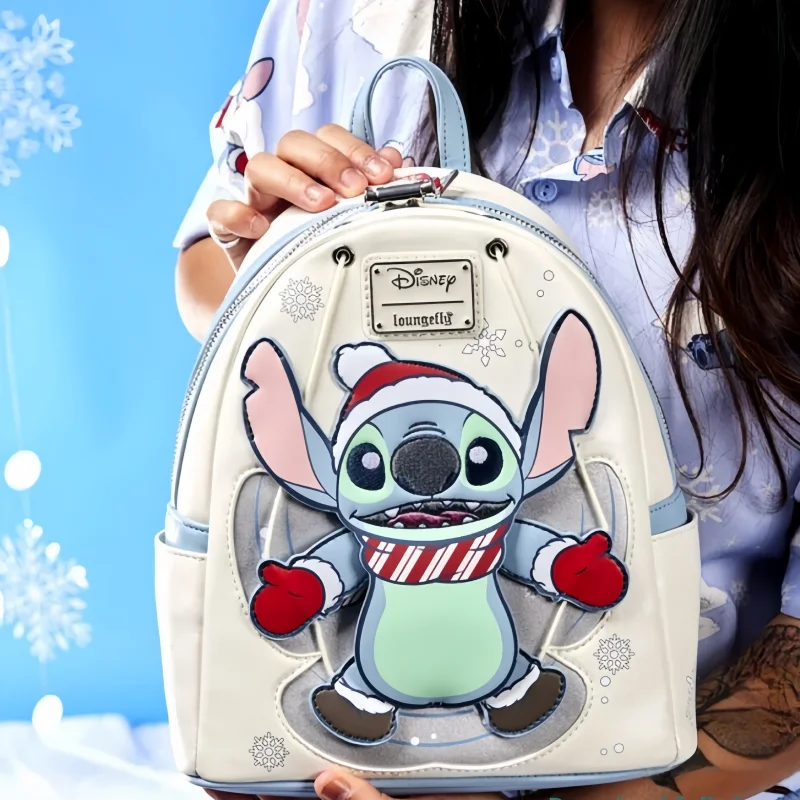 Hot Selling Arrival Disney Loungefly Stitch Snow Christmas Cosplay Lilo Angel Mini Backpack Anime Peripheral Backpack