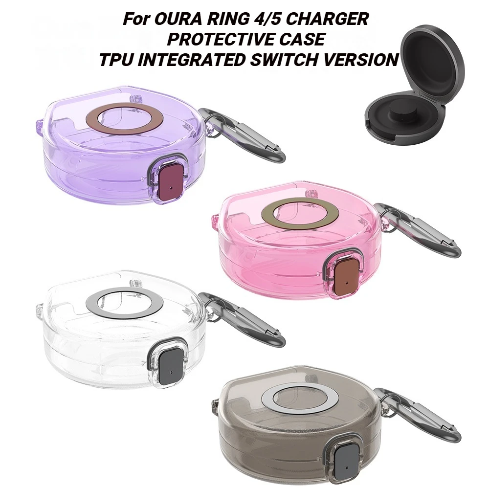 

Protective Case for Oura Ring Gen 4/5 Charger Clear TPU Scratch Resistant One Piece Cover with Closure Fit Official Charger Case