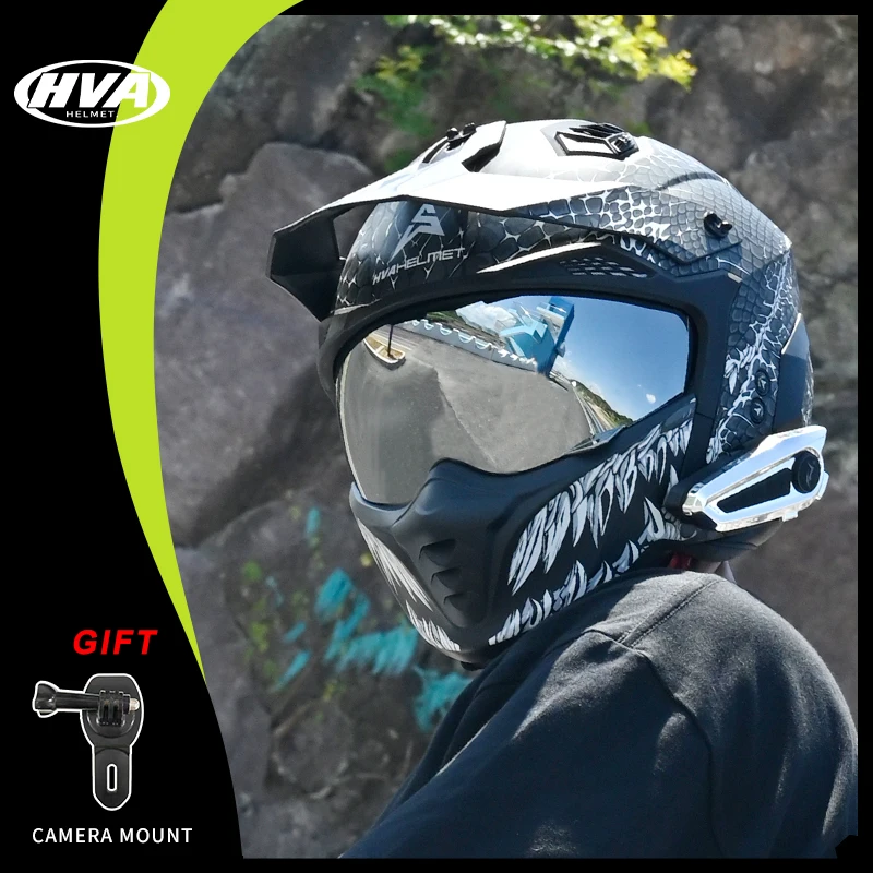 

Motorcycle Helmet Vintage Casque Moto Black Warrior Combination Helmet Full Half Helmet Cruising Cascos Motorcross Capacetes