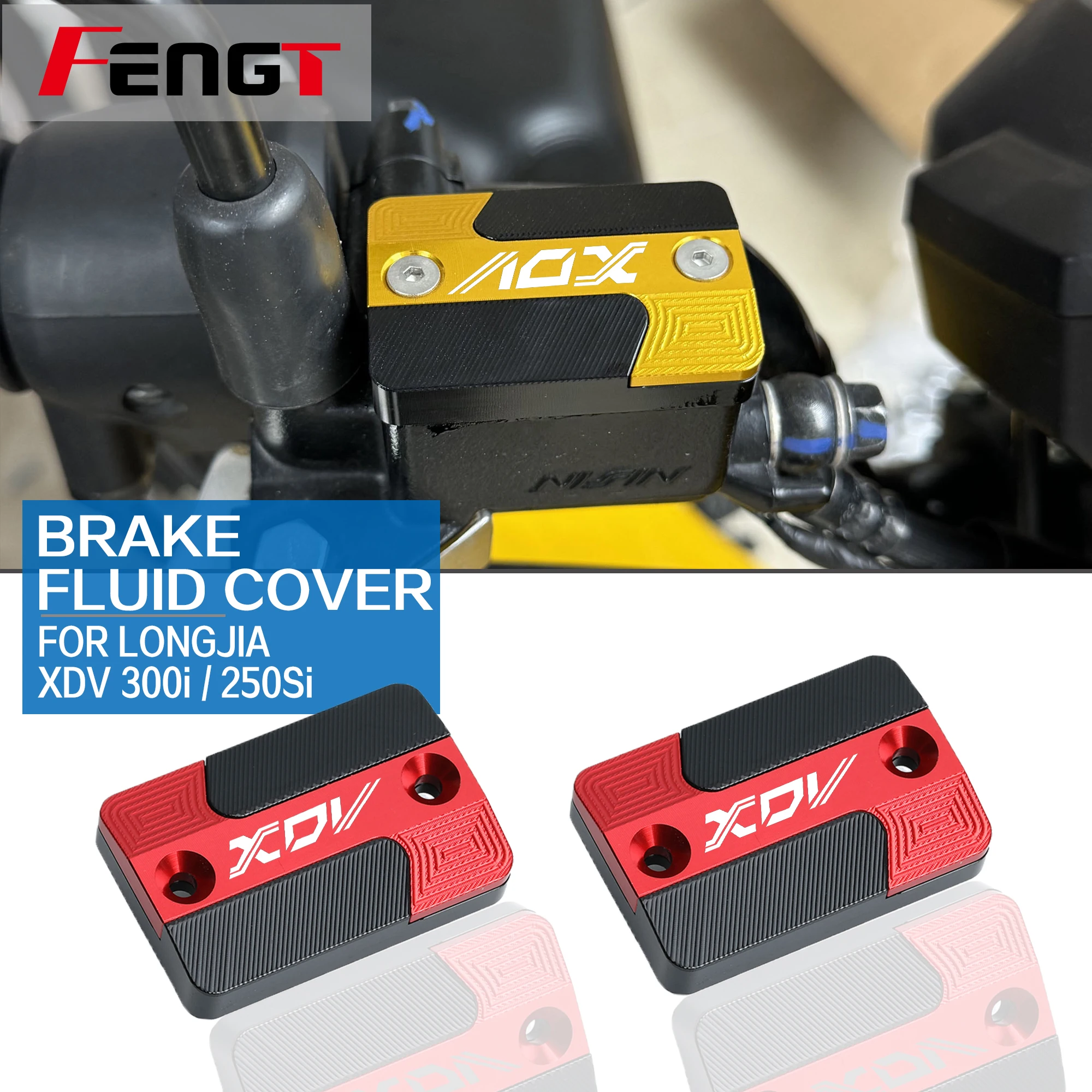 Motocicleta CNC Alumínio Brake Oil Cup, Fluid Guard, Fluid Cover com Logo, adequado para LOGO XDV, Mercedes Benz XDV250si XDV300i