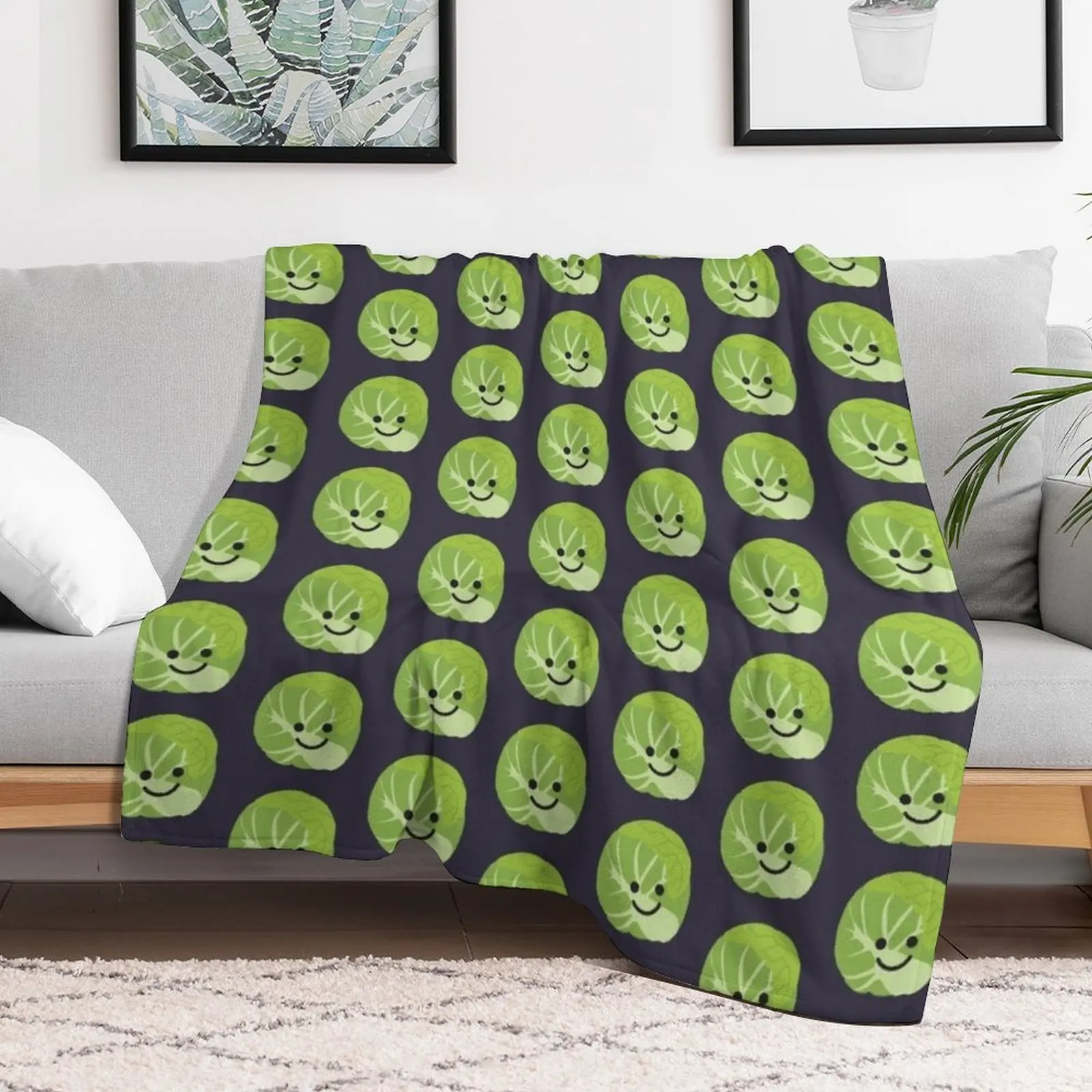 A Happy Brussels Sprout Throw Blanket