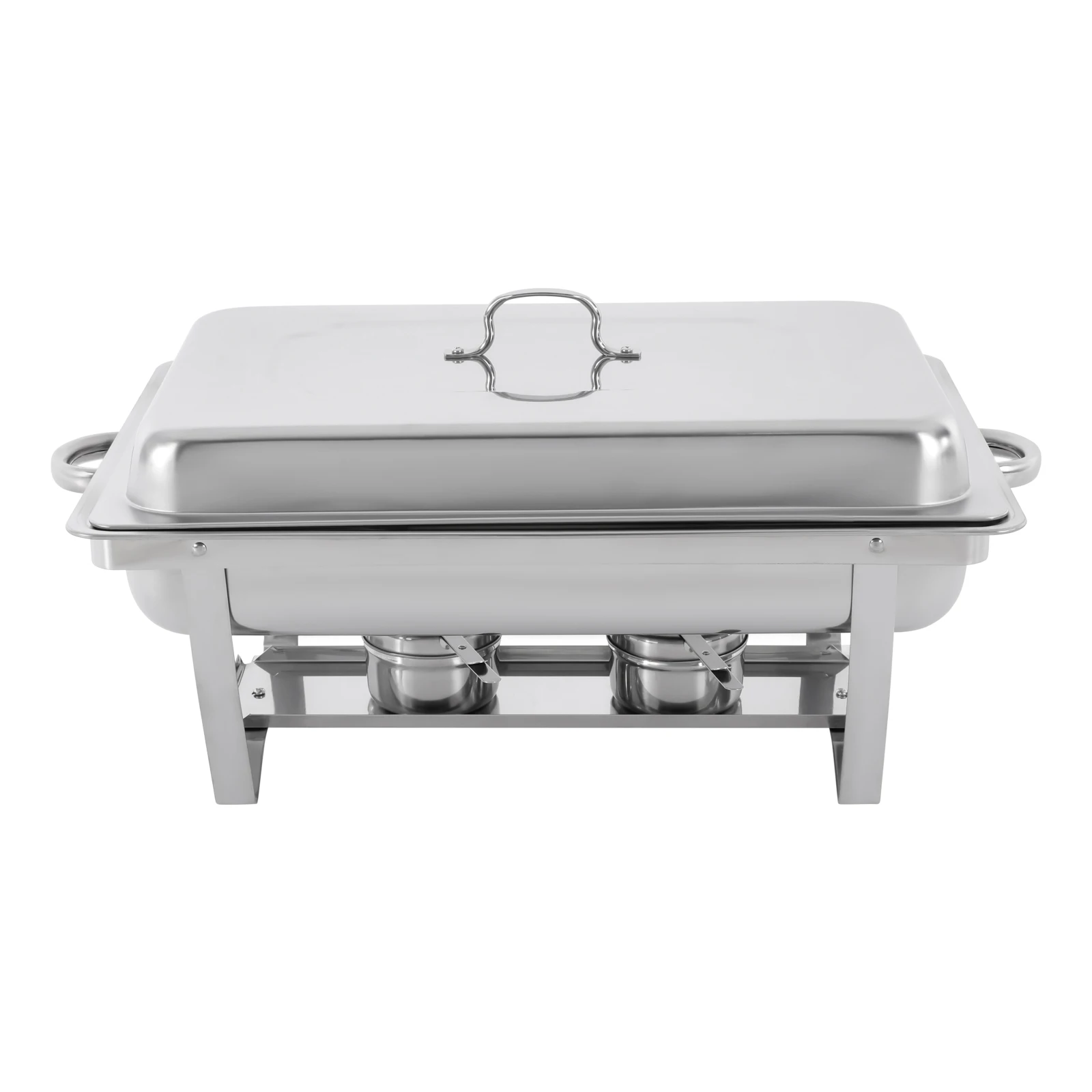7.5L Stainless Steel Chafing Dish Buffet Set Silver Rectangular Catering Chafer Warmer Set with Folding Frame