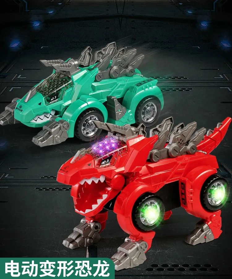 Children's stunts, deformed dinosaur toys, robot racing, 1-3 year old baby, sound and light universal car, boy