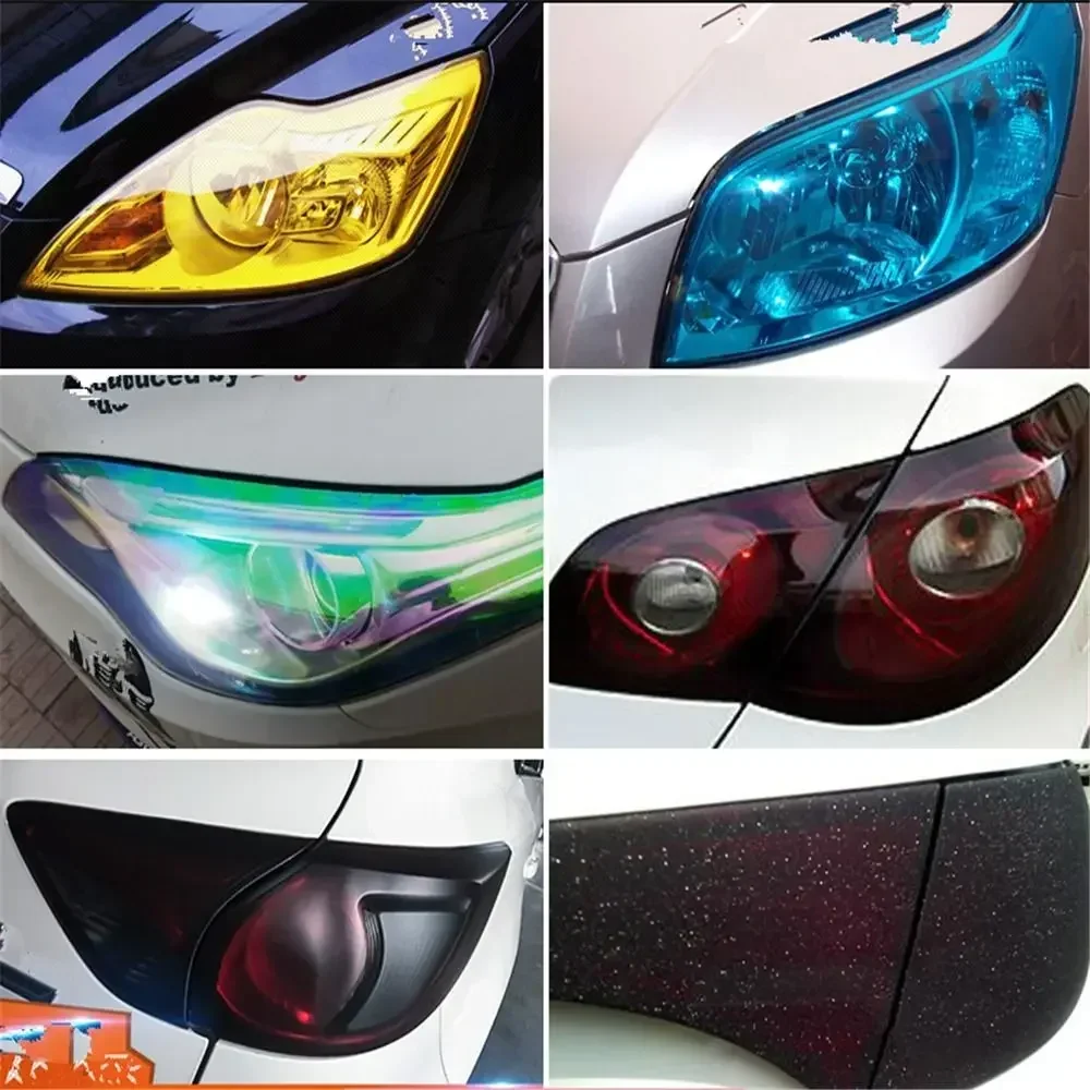 Car Headlight Lamp Film PVC Fog Lamp Sticker Car Headlight Tailing Moulding Foil Self-Adhesive Decal Car Accessories