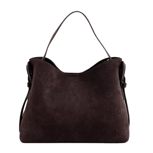 Imagen 2 del producto Bolsos de piel de vaca de gamuza a la moda, bolsos cruzados de hombro marrones, bolsos de café de diseñador de lujo para mujer, rojo angola