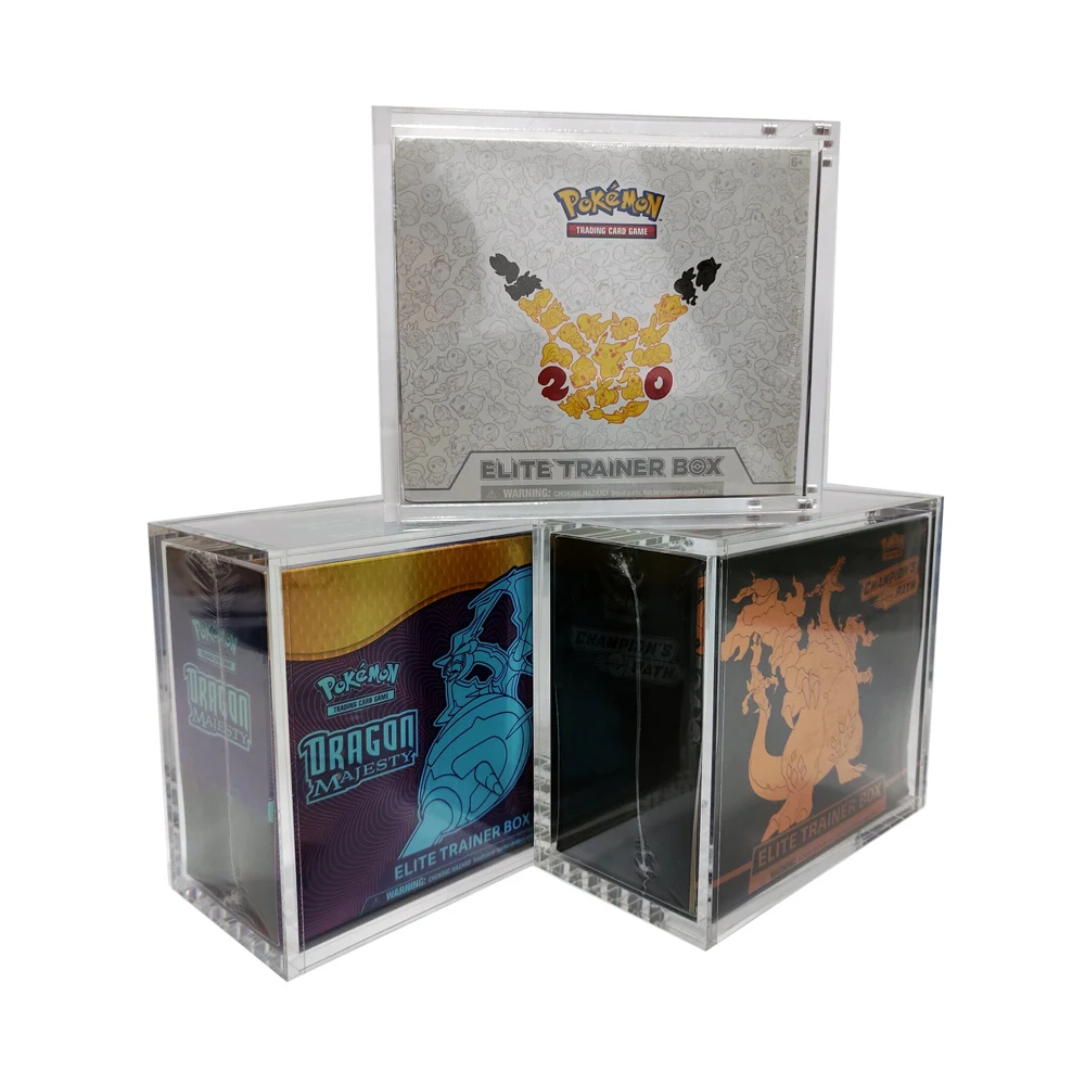 

4mm Clear Acrylic ETB Generations Edition Card Game Display Case Elite Trainer Box Protector Showcase with Sleeve Open Door Lid