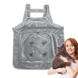 Cat Cuddle Apron Small Dog Cat Soft Warm Chest Carrier With Holes Hands Free Pets Carrier Bag Pocket For Indoor Outdoor Travel