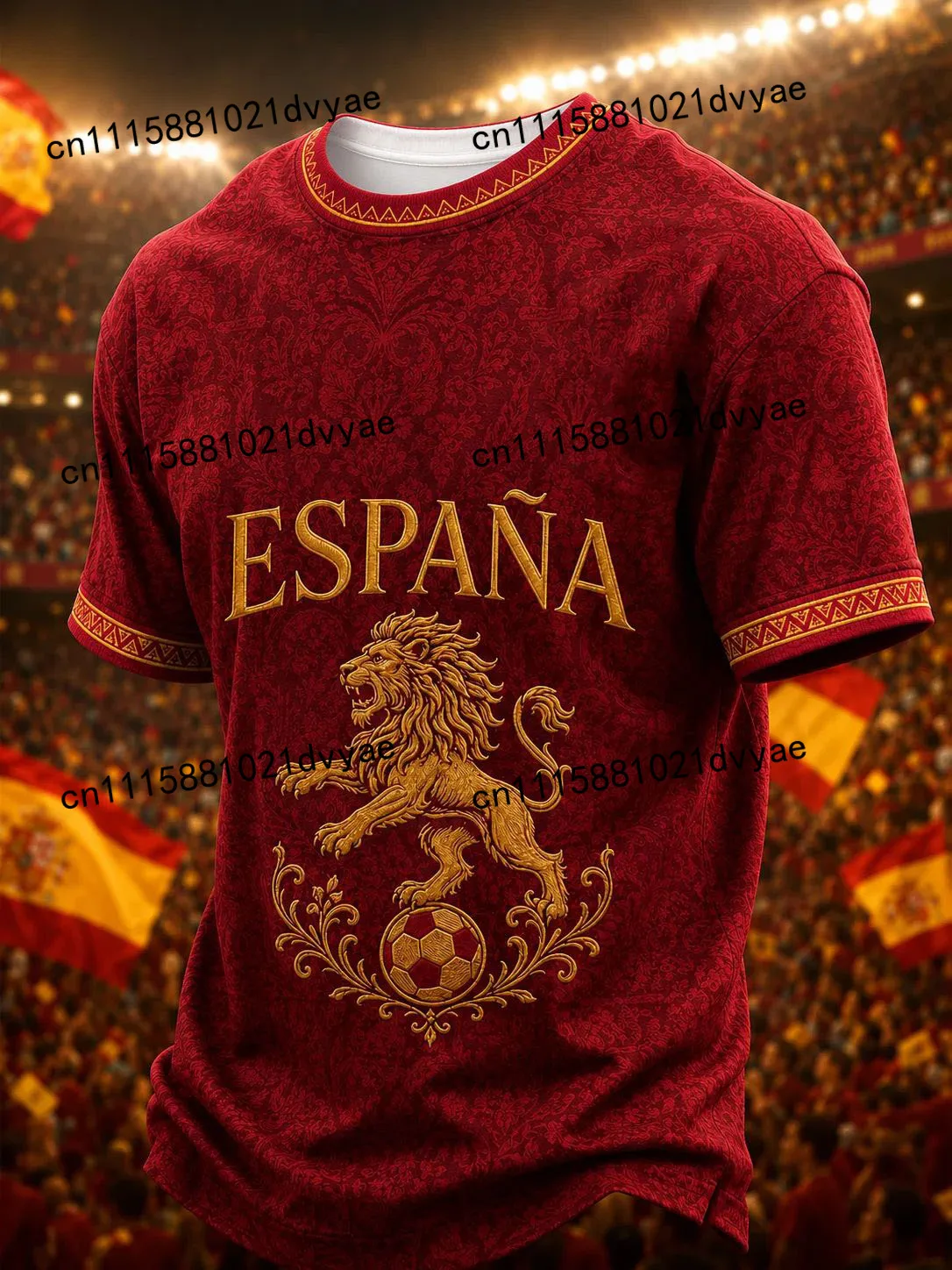 Spanish 2026 Retro 3D Print Football T-Shirt for Outdoor Leisure, Sports and Fashion Wearing