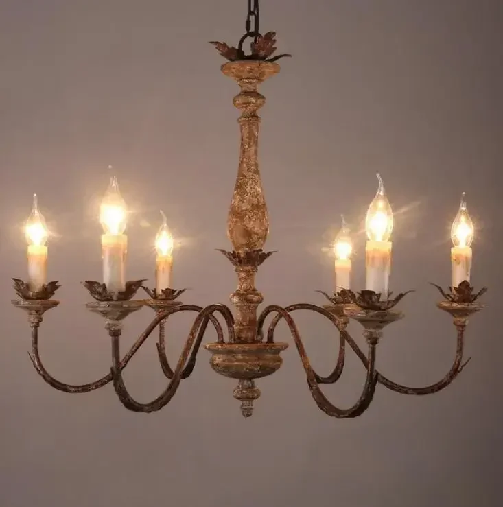 

Декоративная лампа в американском стиле, железная художественная люстра, ресторан, вилла, гостиная, ретро, люстра из цельного дерева