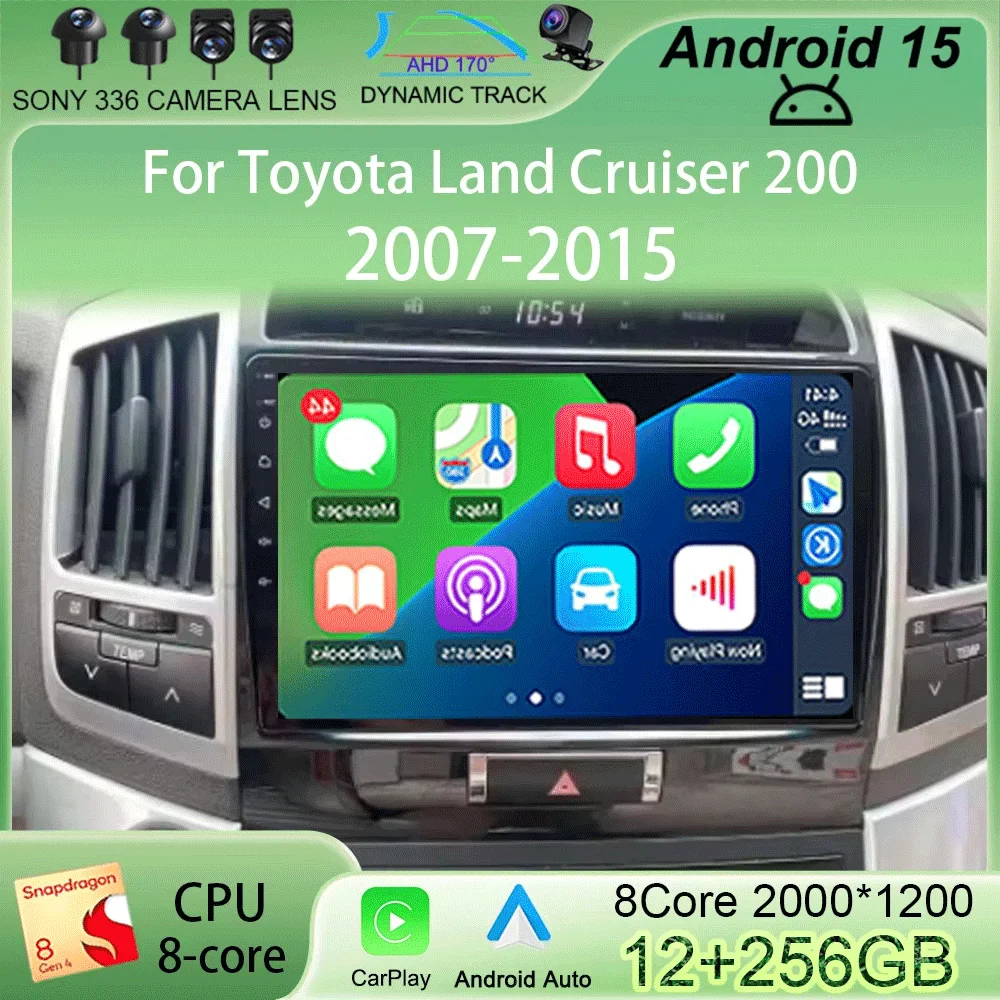 

Android 14 для Toyota Land Cruiser 200 2007-2015 Автомобильный радиоприемник Мультимедийный видеоплеер Автоматическая навигация GPS DVD Головное устройство без DVD