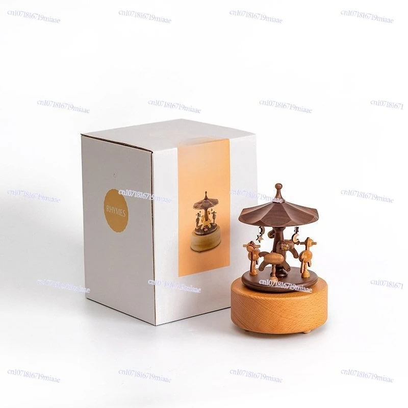 Cute Nordic girl dancing desktop retro music box music movement music box carousel influencer
