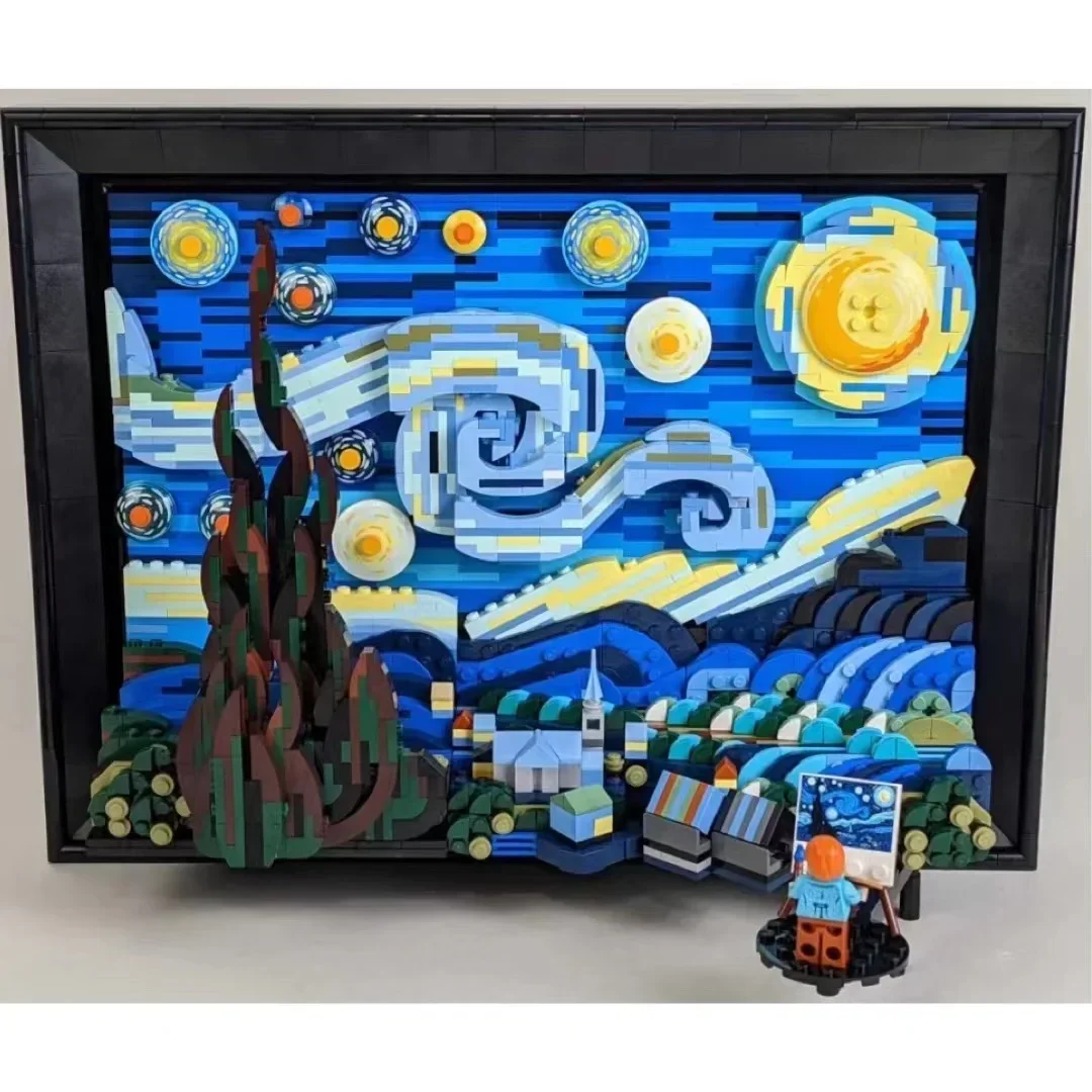 21333 г., Ван Гог, кирпичи, звездная ночь, 2316 шт., Moc, художественная живопись, строительные блоки, модель, рождественский подарок, игрушка для мальчиков