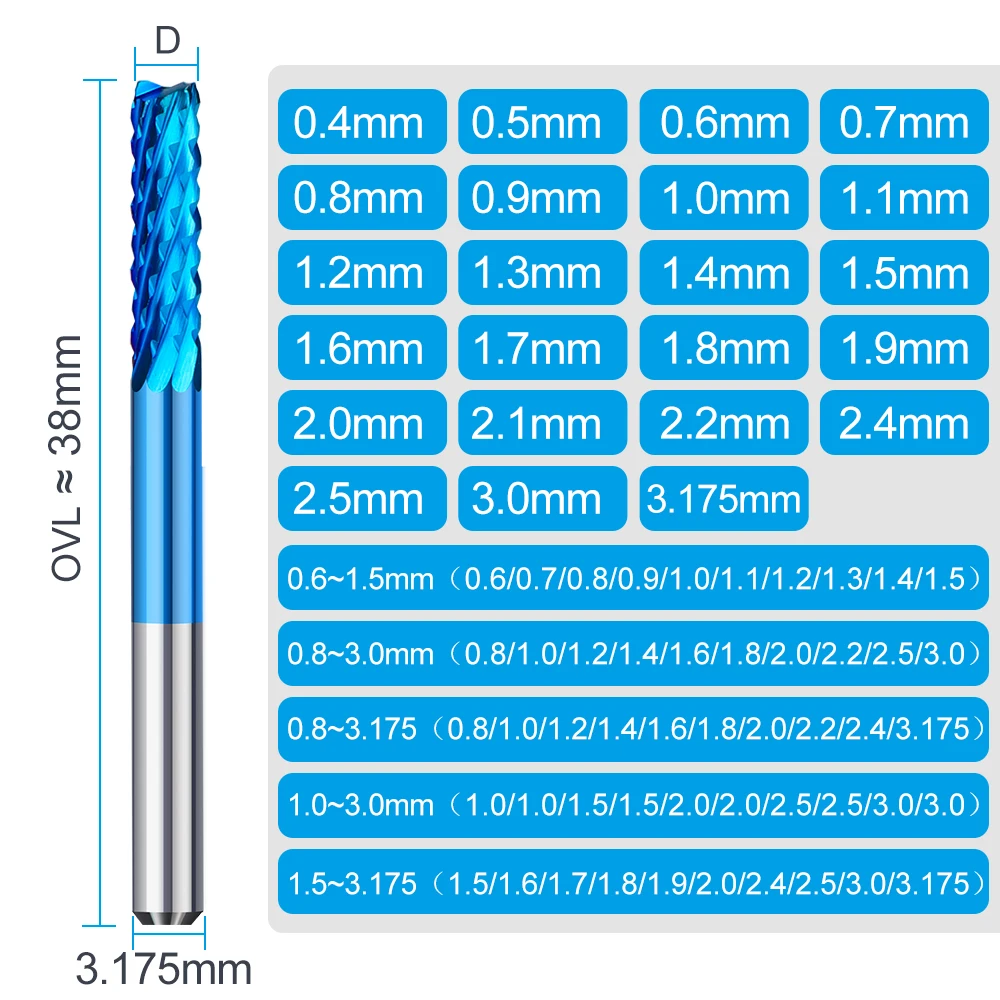 CNC الذرة نهاية مطحنة 10 قطعة 0.5-3.175 مللي متر PCB قاطعة المطحنة نانو الأزرق المغلفة كربيد نهاية مطحنة 3.175 مللي متر عرقوب PCB آلة نقش بت