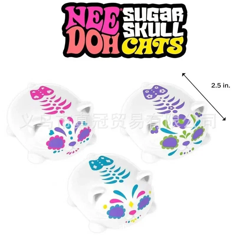 Sugar Skull Cat Fidget Interactive Sensory For Cats Soft Stress Relief Halloween Playtime Decor Pet Parent Gift