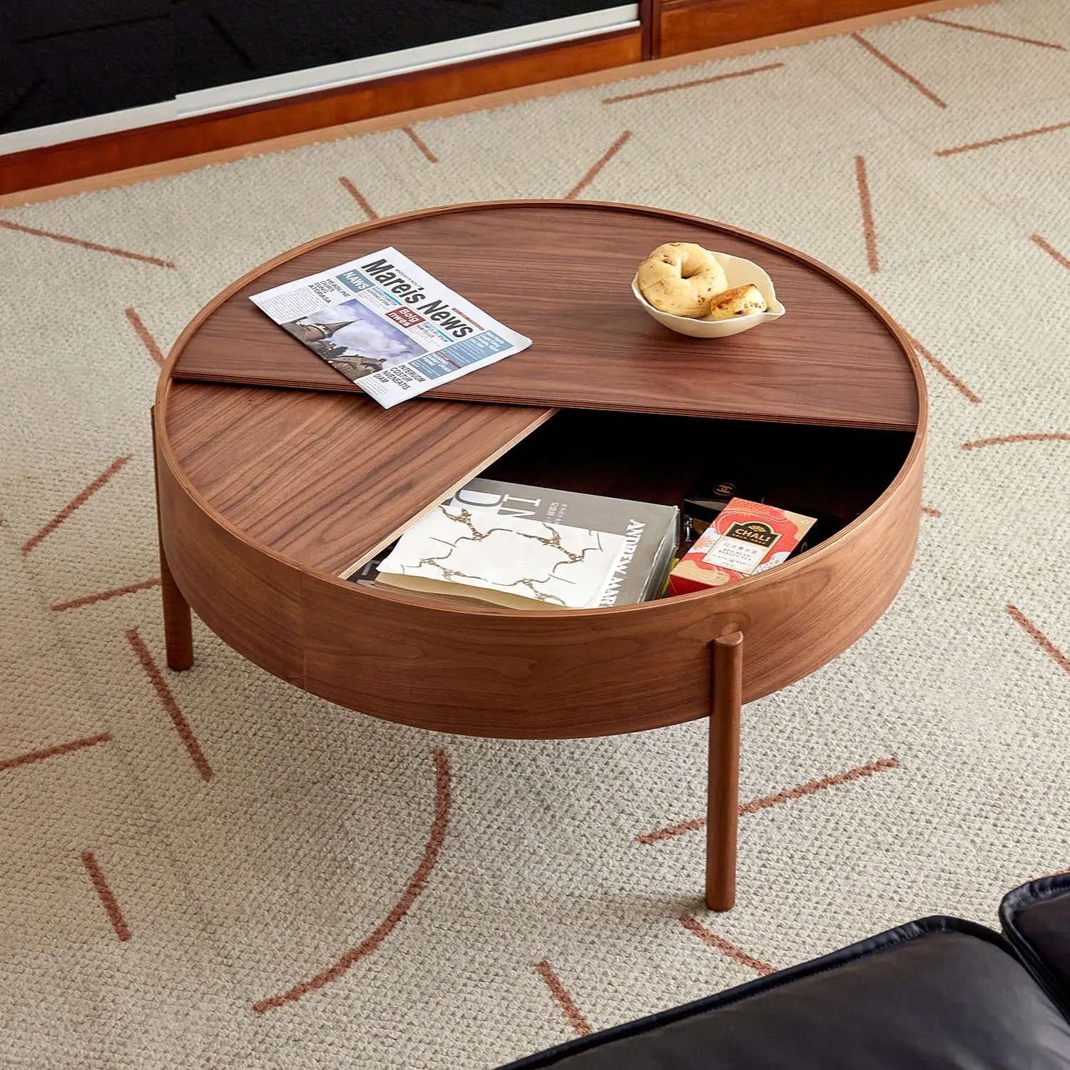 طاولة جانبية للتخزين متعددة الوظائف من الخشب الصلب، طاولة قهوة حمراء شبكية، طاولة غرفة المعيشة