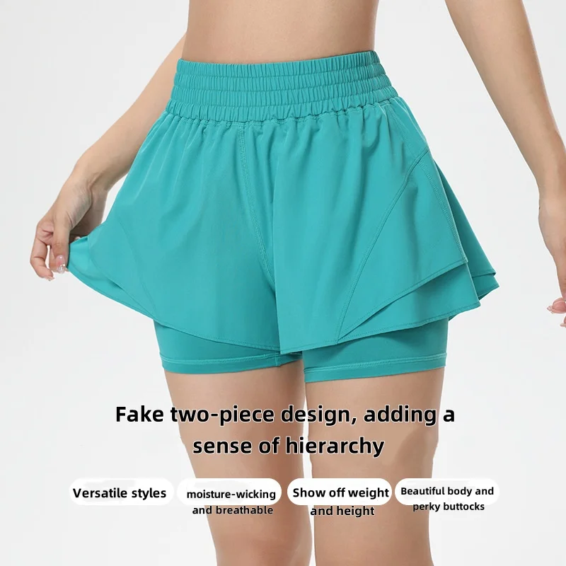 شورت رفيع يسمح بمرور الهواء مع مرونة عالية وسراويل رياضية مضادة للوهج للتدريب واللياقة البدنية والجري والسراويل الثلاثة أرباع #2