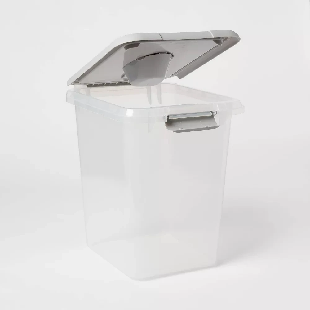 

Airtight Pet Food Storage Containers with Built-in Scoop,20lbs BPA-Free Clear Plastic Dog and Cat Food Storage Bin Tub with Lids