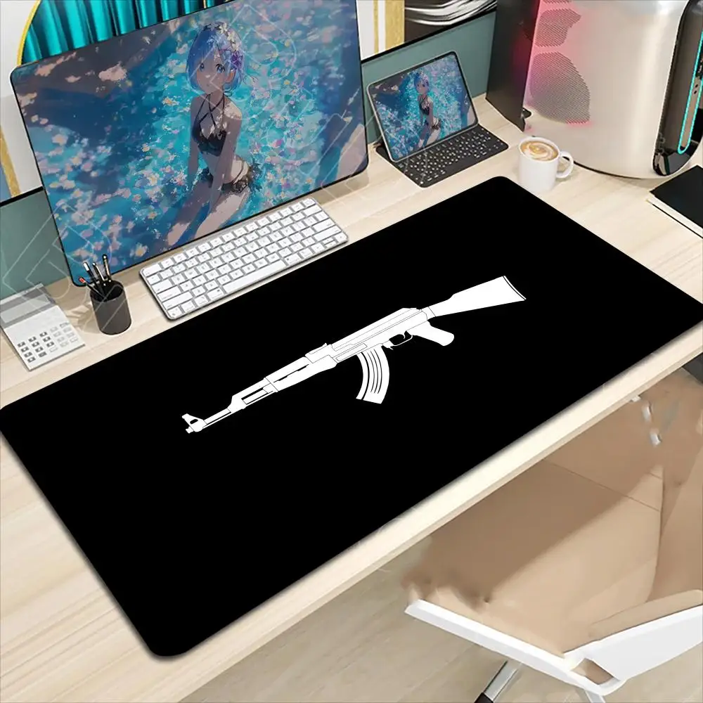 

Anime AK47 rifle Mouse Pad Large Computer Office Game Table Mats XXL Rubber Anti-slip Gaming Keyboard Mousepads Long Desk Pads