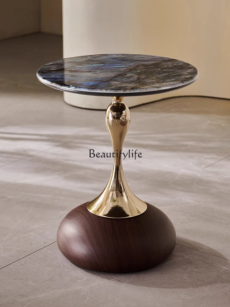 

Italian Minimalist Light Luxury Side Table Living Room Nordic Vintage Art Microcrystalline Stone Side Table