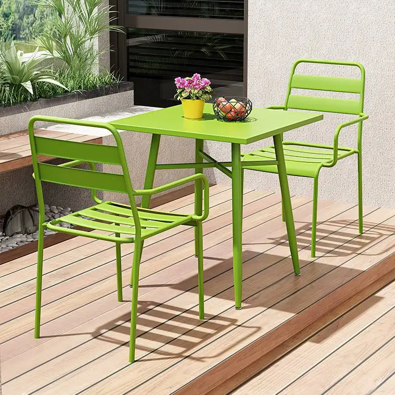 

Customized outdoor tables and chairs villa courtyard outdoor shop various colors dining table and chair combination