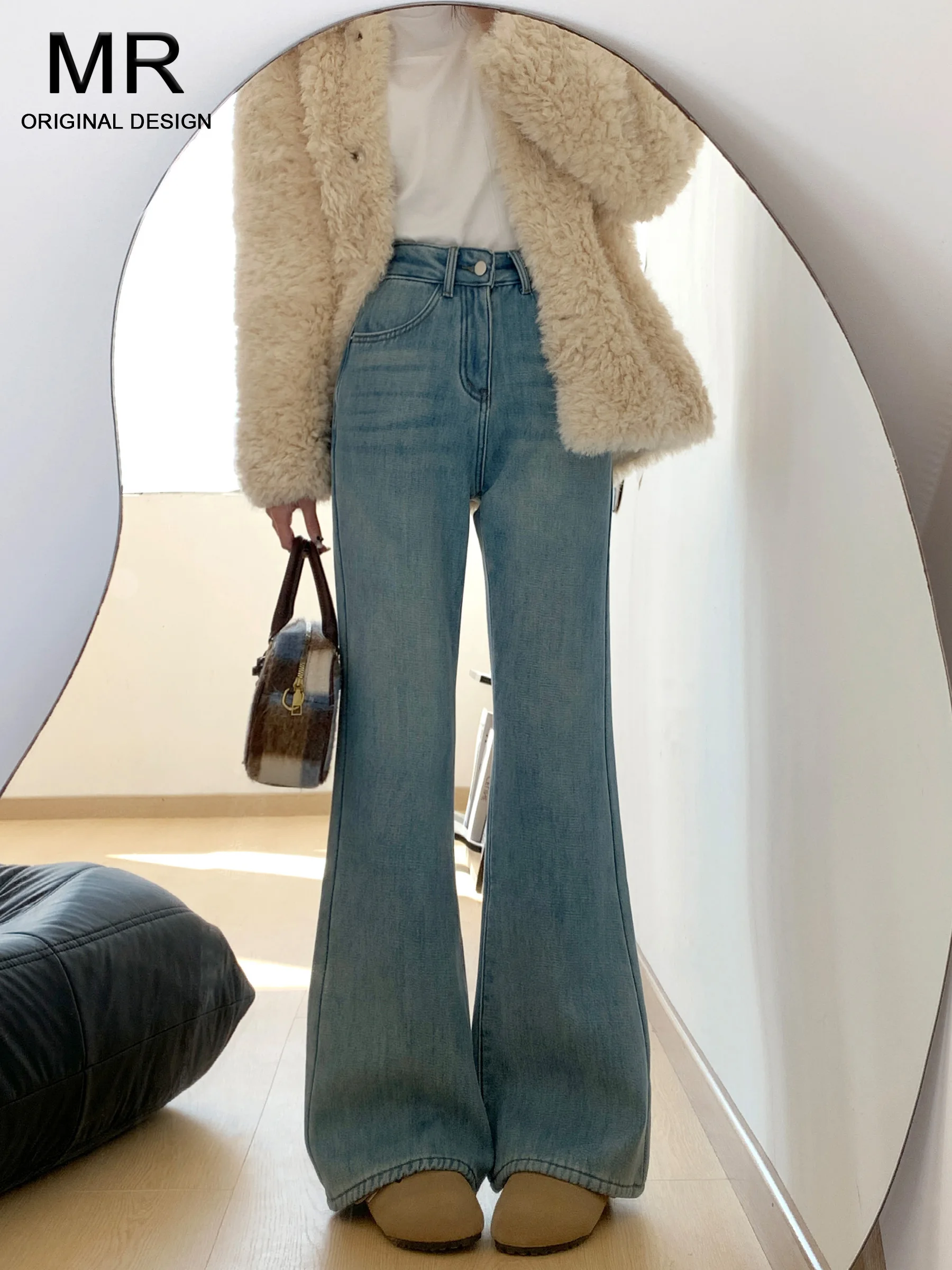 

Женские джинсы с высокой талией и широкими штанинами, свободные, струящиеся, в пол, весна 2026, новый стиль, удобные джинсовые брюки