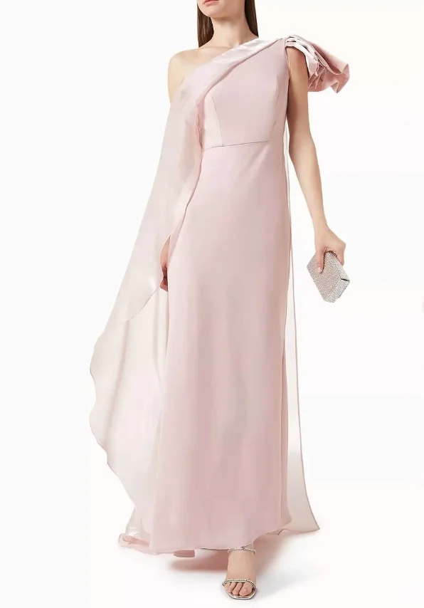 Di alta qualità personalizzato alla caviglia piega una spalla Sweep Train A-line rosa Abiti da festa Para Bodas فساتuden örtRobe
