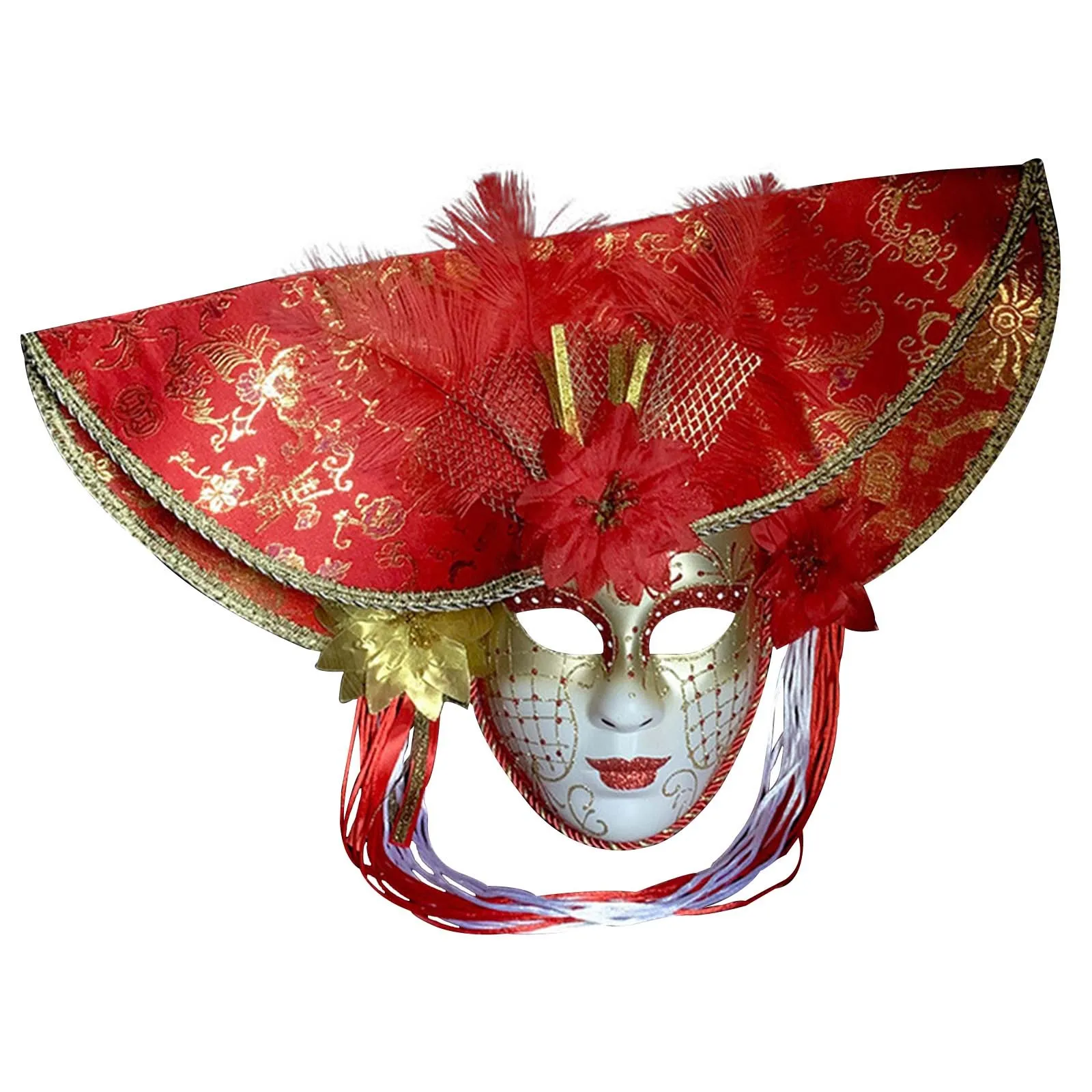 Masquerade For Women's Mardi Gras Gorgeous Feather Flower Hat Mask Carnival Masquerade Party Hat Mask Venetian Mask Cosplay Prop