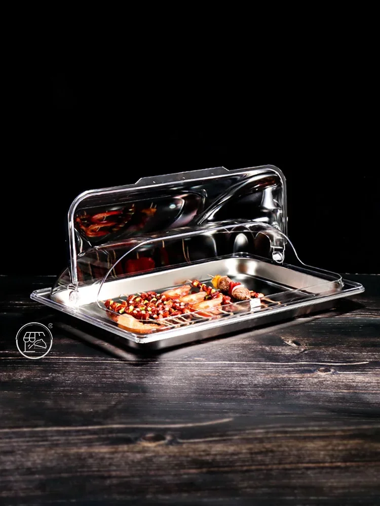 

Transparent Rectangular Flip Stainless Steel Double Box Tray