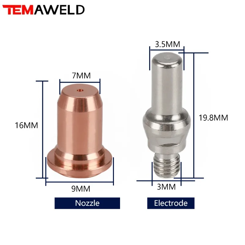 20PCS Plasma Torch Only 1.1 Aperture CUT55 PT-40 PT40 IPT-40 IPT-60 PT60 HC4000 PR0110 Electrodes PD0116 Nozzle