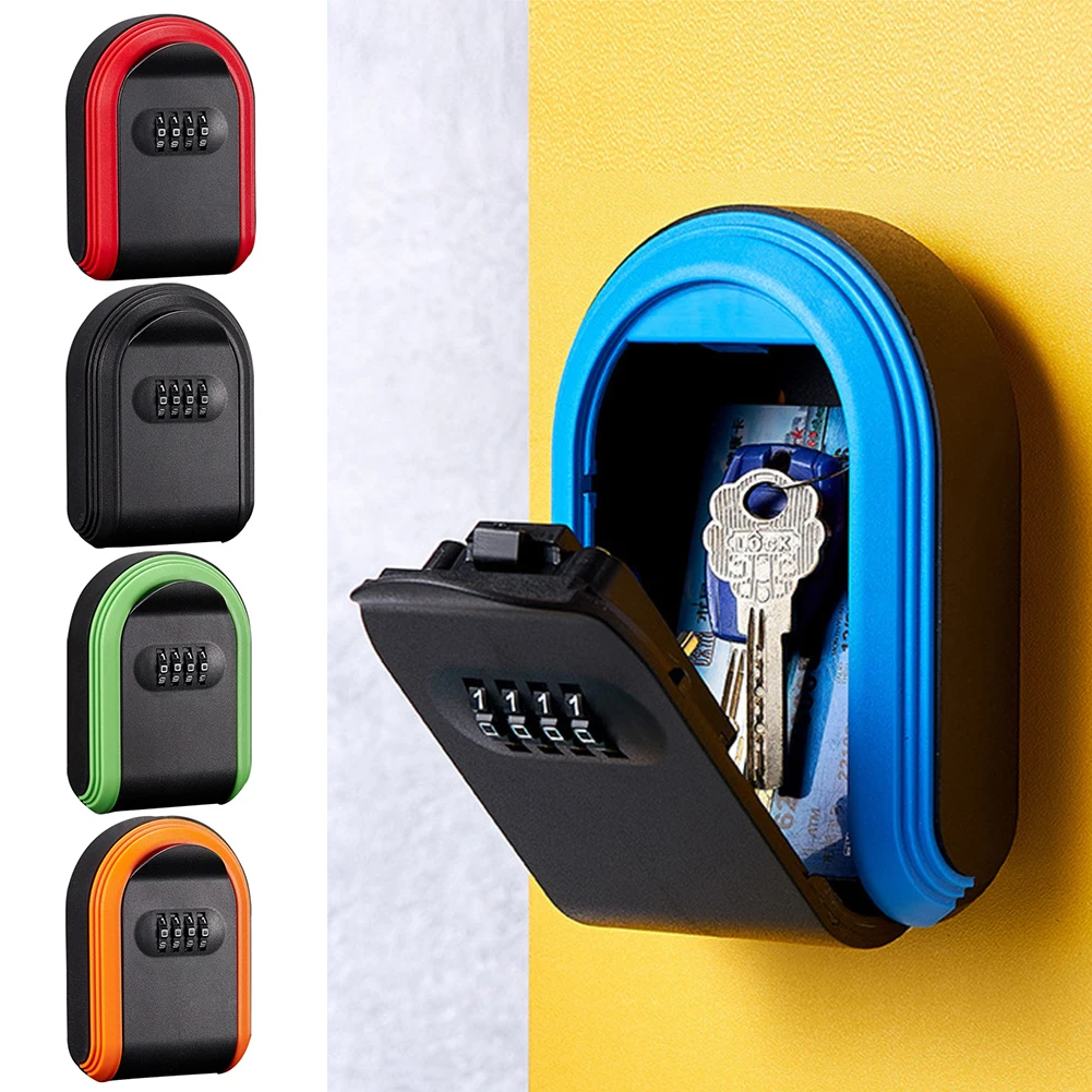 4 Digit Combination Wall Mounted Key Storage Key Safe Storage Lock Box Plastic Key Safe Box For Home Office Indoor Outdoor Use