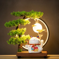 Ceramic Fortune Cat Lamp Ring, Creative Crafts Cabinet, Modern Simple Household Wine Cabinet Decoration, Wedding Gift