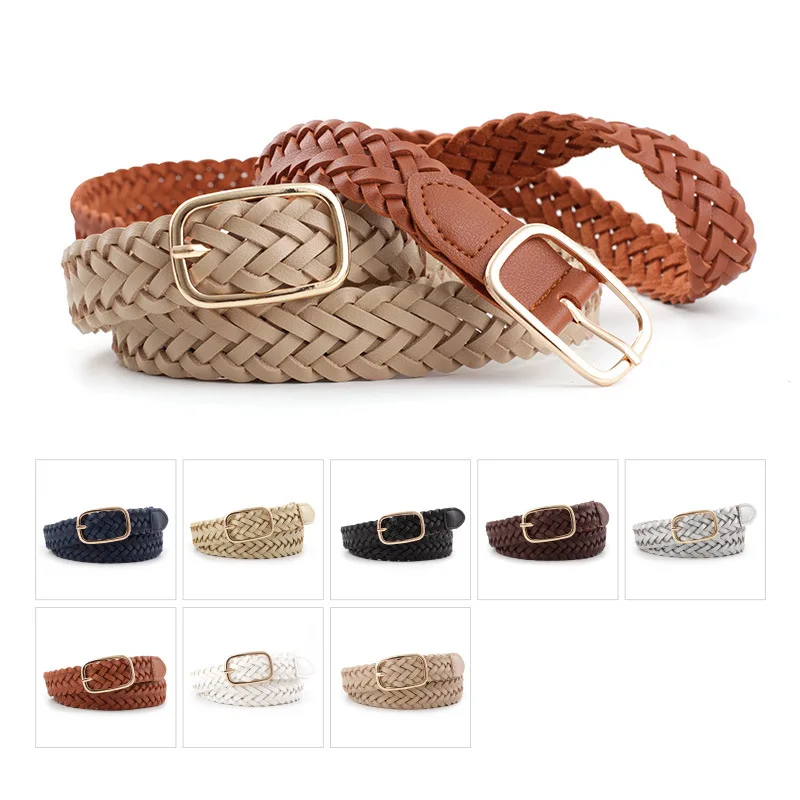 New Hand-woven Women's Square Buckle Belt European and American Fashion Decoration Coat Jeans Belt Women Correas