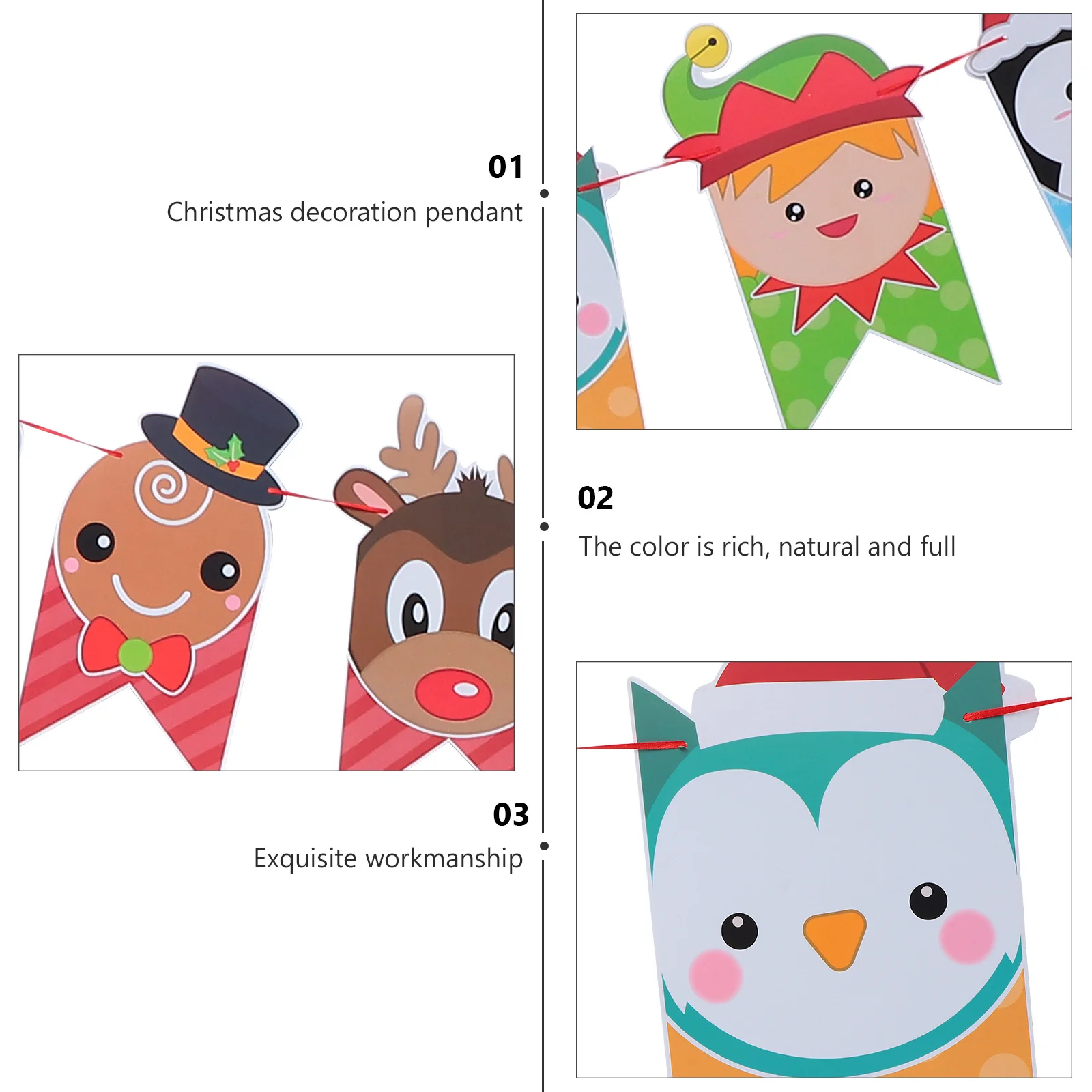 

1Pcs Xmas Cartoon Banner Christmas Party Hanging Bunting Paper Decoration for Door Window Wall Mantelpiece Festive Event