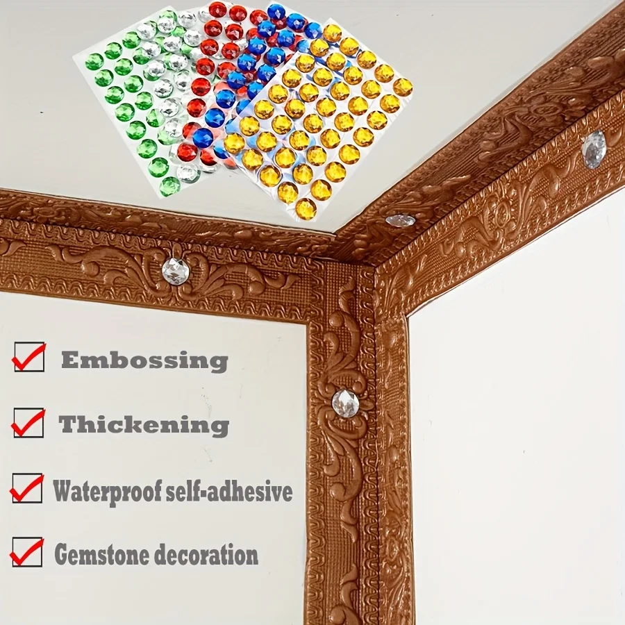 Jtengsys الأحجار الكريمة النقش خلفية الحدود الخصر المعتاد الجدار ملصق الجدار الديكور خط التفاف الإطار #1