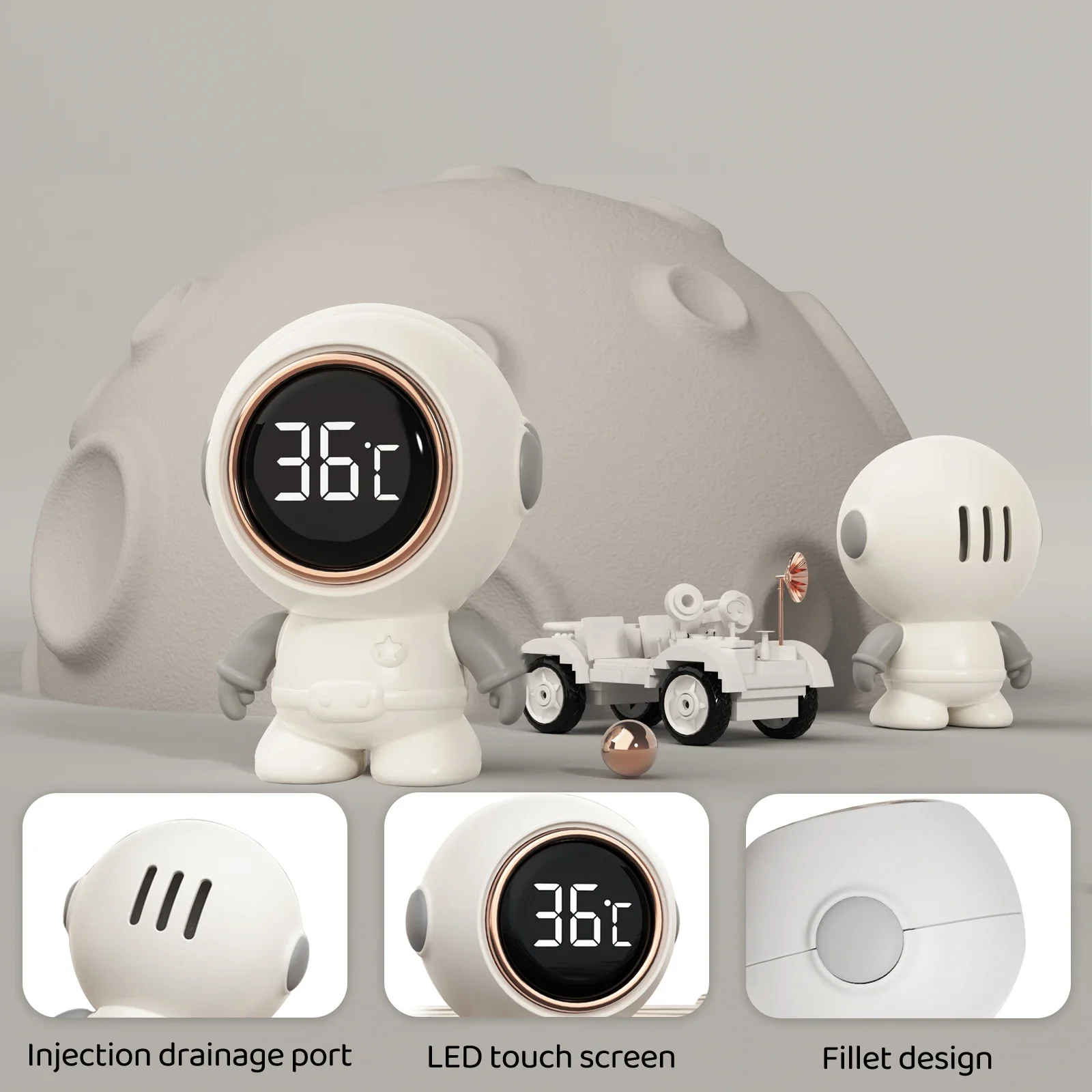 Baby Bath Thermometer Floating Toy IP65 Waterproof Astronaut Water Thermometer with Touch LED Display for Newborn Baby Shower In