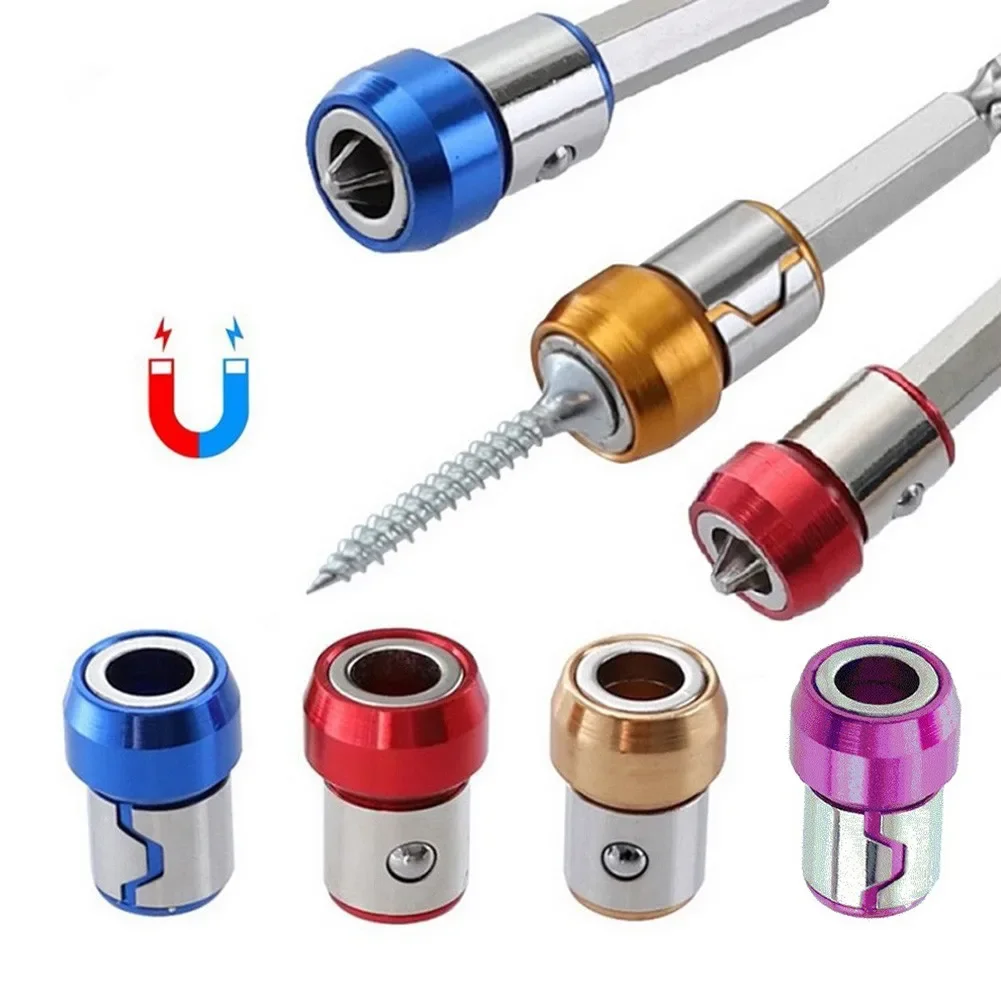 Embouts de tournevis à anneau magnétique en métal et acier, tête anti-corrosion, magnétiseur de bain, vis, anneau, 6.35mm, 21x15mm, 4 pièces