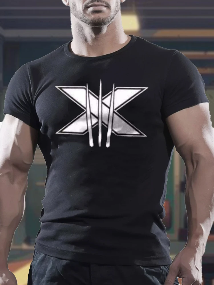 New Gym Fitness T-shirt Summer Muscle Men Sports Cotton Short Sleeve Large Size Tee Casual Training Top Male Breathable Clothing