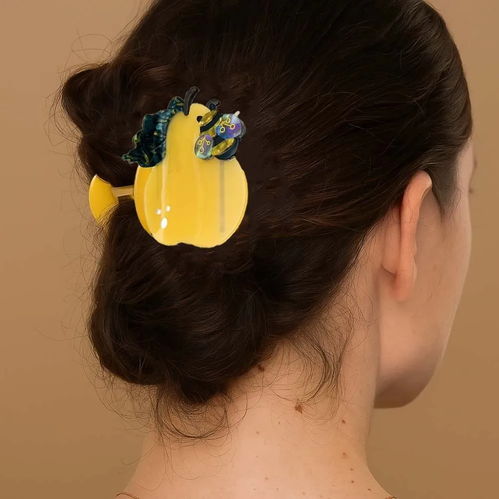 

Водонепроницаемая заколка-краб в корейском стиле с дизайном «Пчела-груша-акула», из ацетатного акрила, для женщин