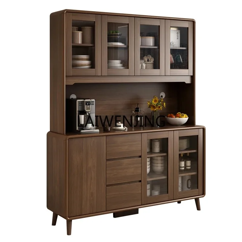 MJY new Chinese side wine cabinet integrated wall storage cabinet solid wood frame storage kitchen cupboard