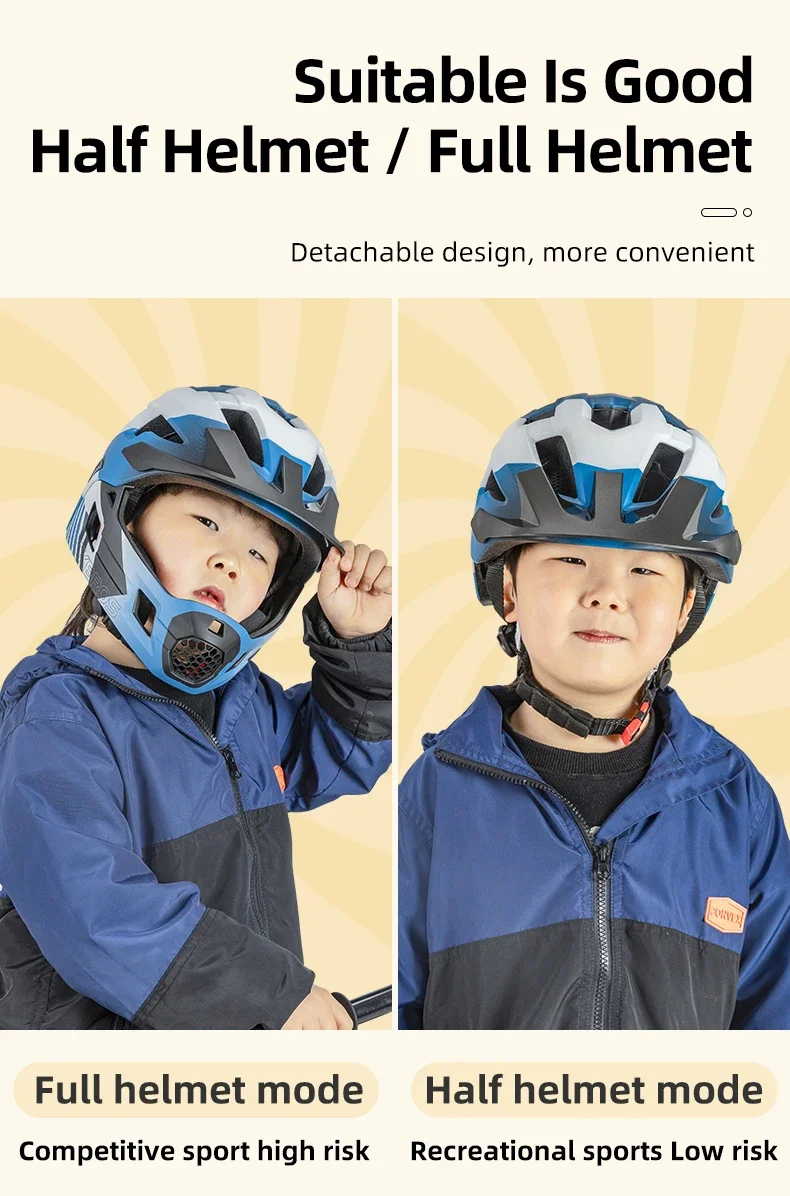 ROCKBROS Kinder-Fahrradhelm Abnehmbarer Vollvisier-Fahrradhelm für Kinder Skateboard-Roller-Sicherheitshelm MTB Rennrad-Helm – Detail 9