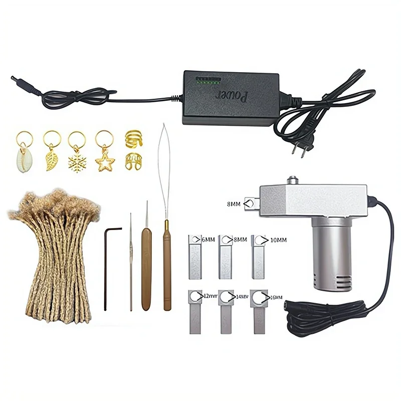 Mesin Pembuat Dreadlock Otomatis, Pembuat Locs Instan Elektrik dengan 6 Kepala, Perangkat Genggam Portabel untuk Penggunaan di Rumah