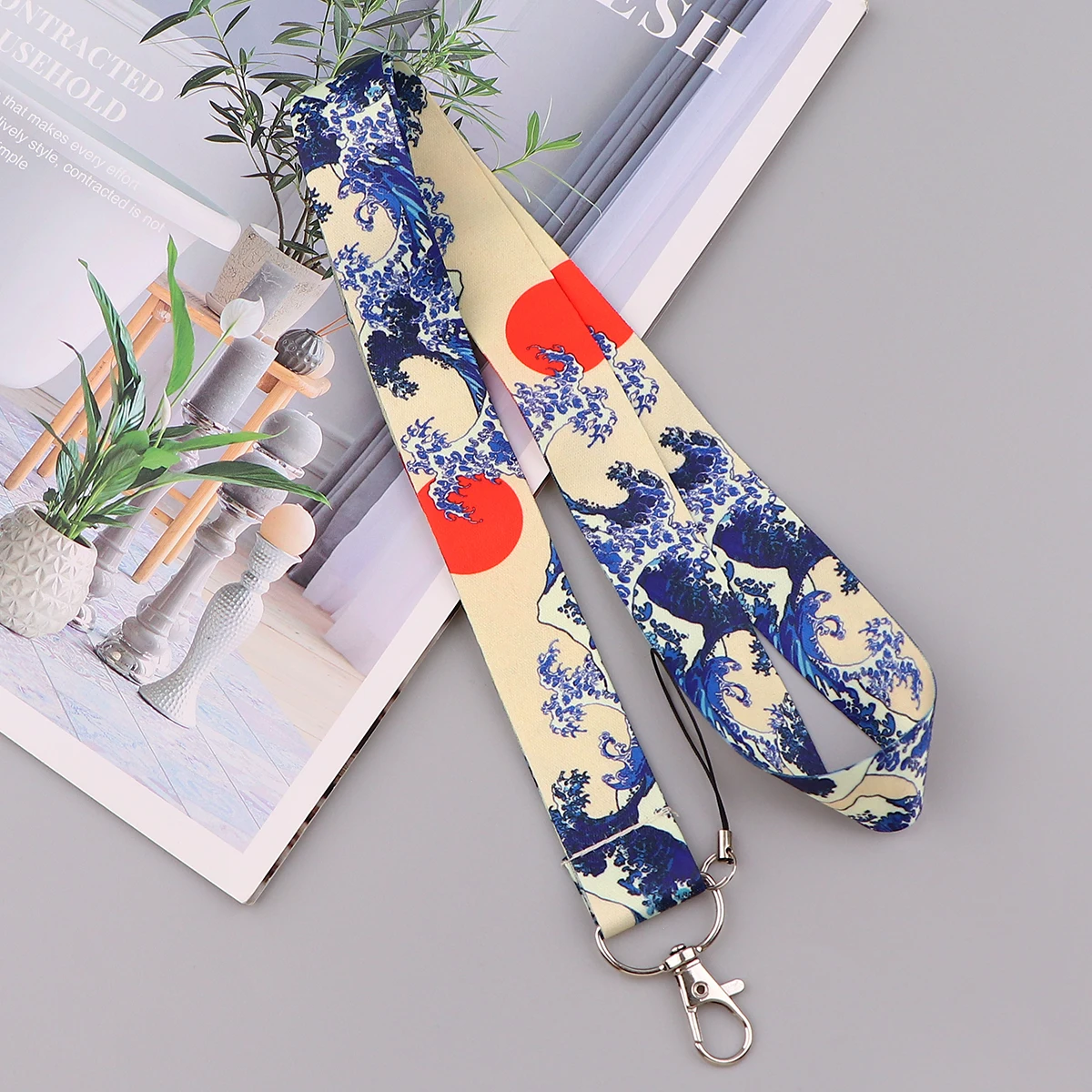Classic Art Painting Sea Wave Lanyard for Key Neck Strap ID Badge Holder Keychain Key Holder Hang Rope Keyrings Accessories
